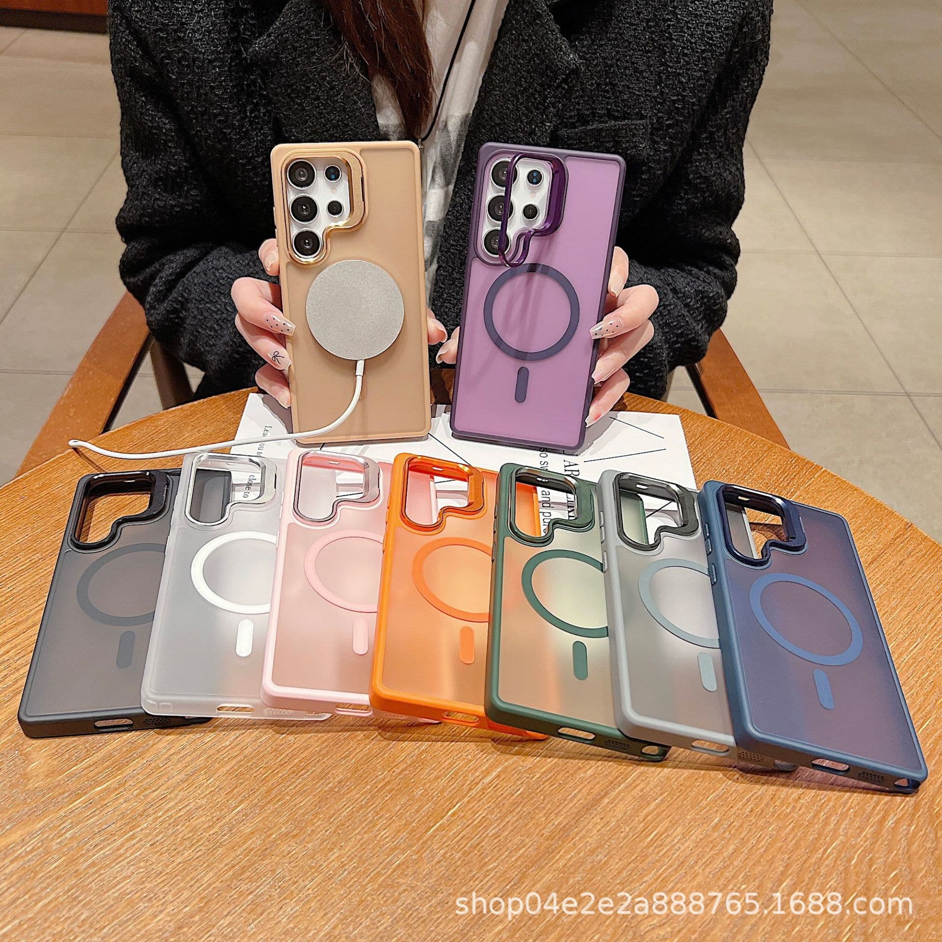 Compatible with Samsung S26 ULTRA Metal Lens Stand S24/S25 Soft-Touch Magnetic A17 Cross-Border Best-Selling Phone Case