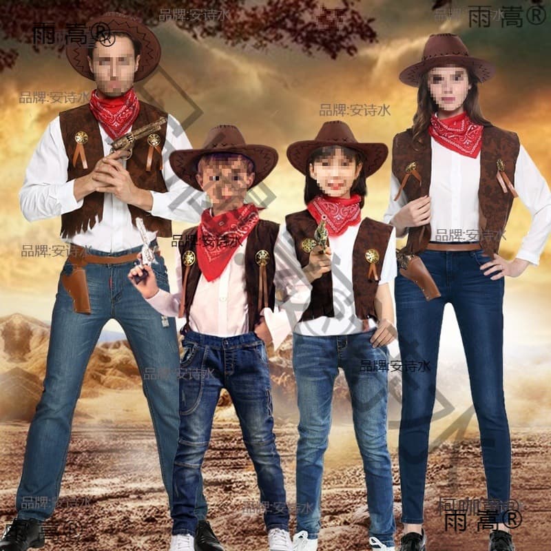 Western cowboy cloak boy photo studio Western adult parent-child performance COS suit carnival night