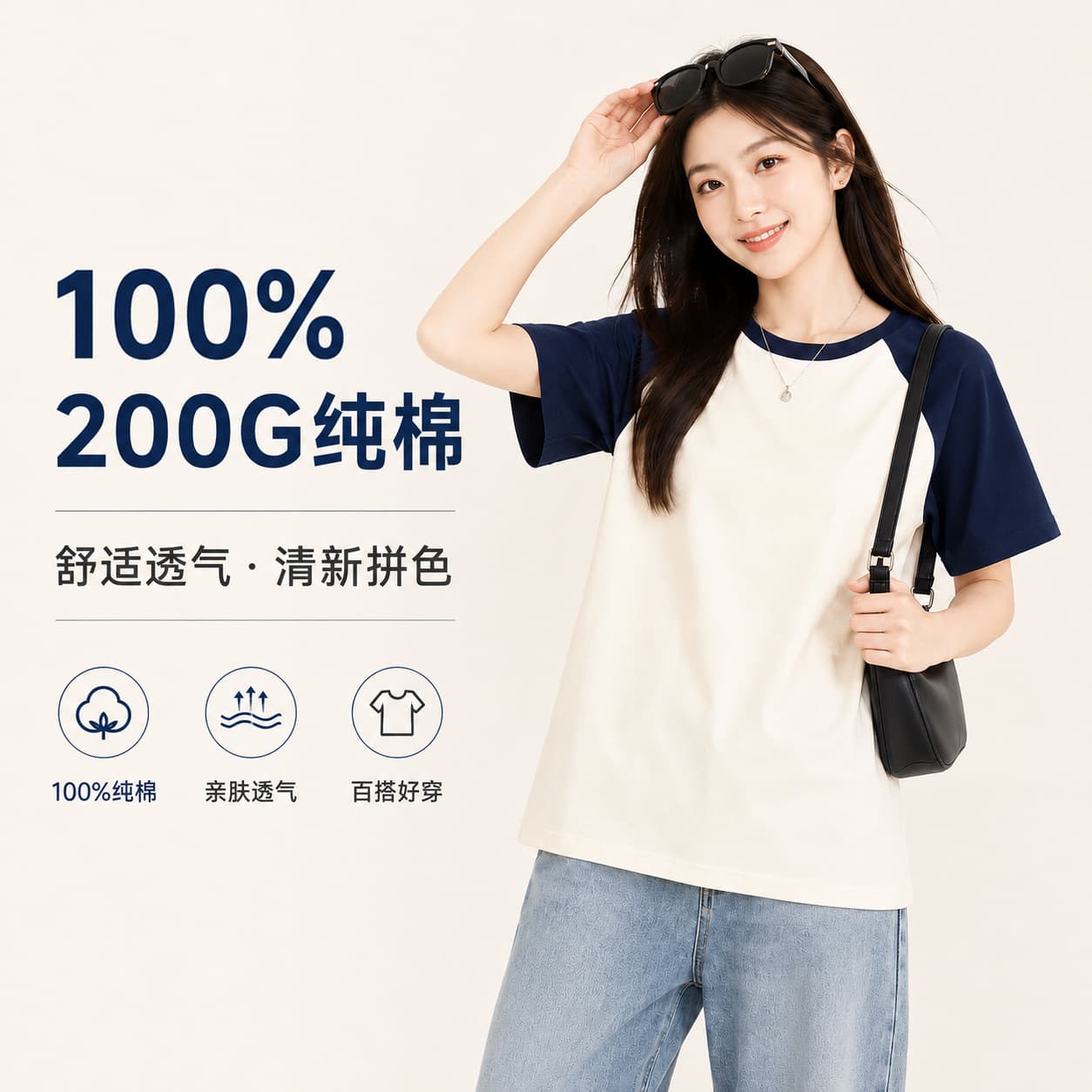 Pure Cotton Short-Sleeve T-Shirt 200g, Languette Half-Sleeve, Korean and Hong Kong Style Loose Fit Unisex Summer T-Shirt Casual and Versatile