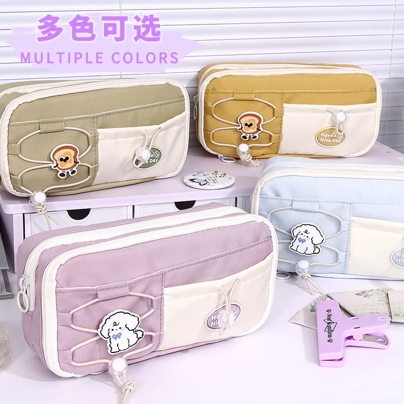 Simple ins style vertical multi-layered large-capacity pencil case, pencil case for junior high school students, primary school students and high school students, pencil case, pencil case, drawstring