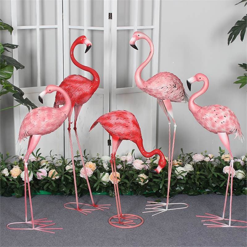 Props iron flamingo ornaments floor-standing shopping mall window display terrace garden layout forest wedding dress pastoral