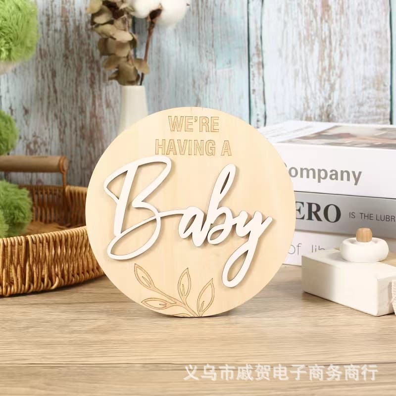 New Cross-Border Baby Birth Sign Door Hanger Decoration Newborn Wooden Round Plaque Souvenir