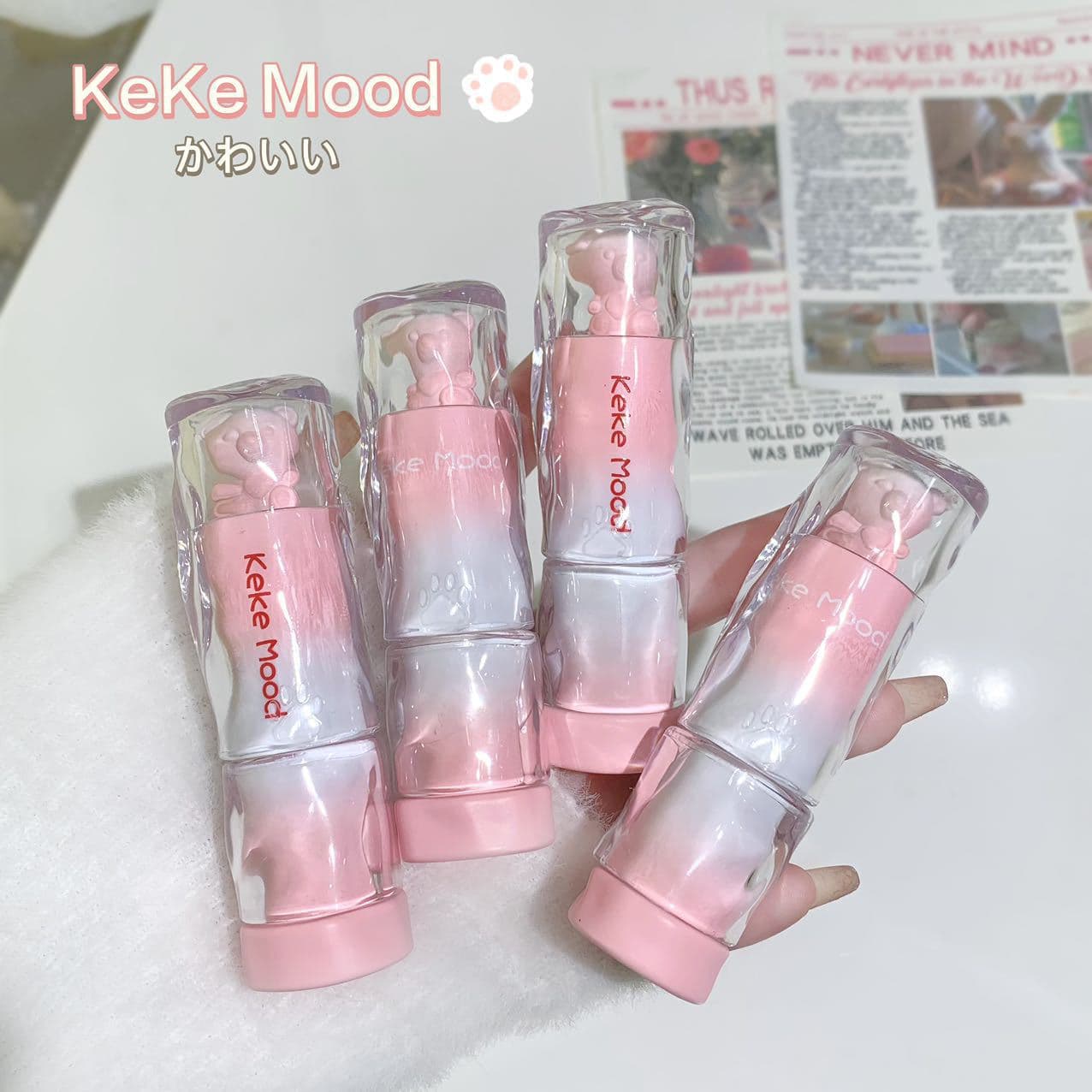 kekemood Moisturizing Bear Lipstick Glass Finish Hydrating Long-lasting Matte Velvet Liquid Lipstick