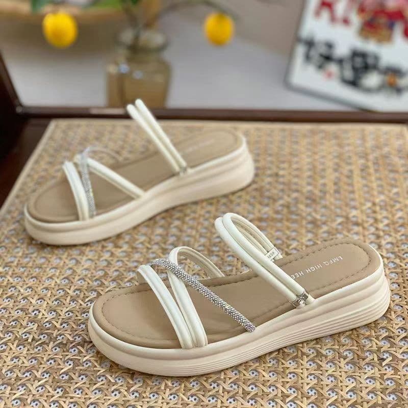 Two-Way Wear Sandals for Women 2025 Summer New Fairy Style Platform Thick Sole One-Strap Leather Roman Beach Shoes
