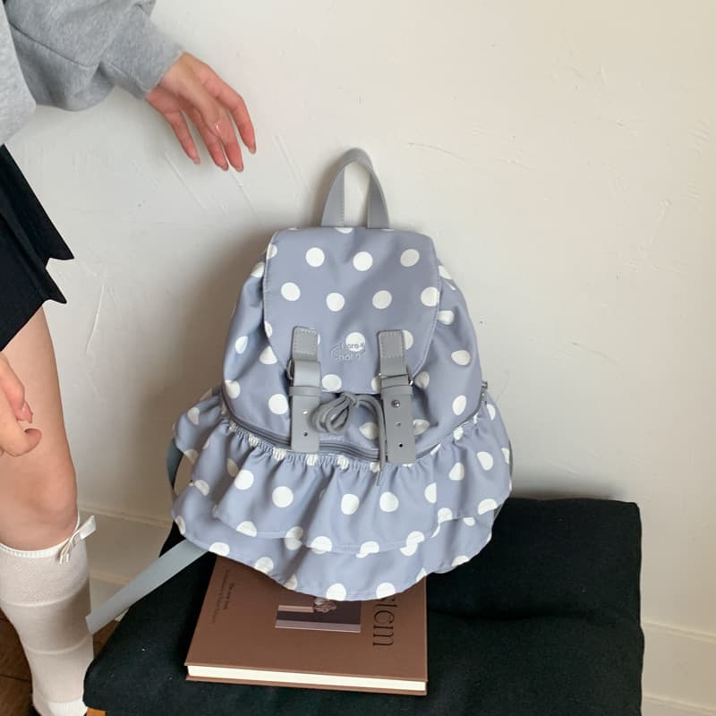 Blue skirt schoolbag female junior high school student cute polka dot bag high school college backpack female student high-looking schoolbag wholesale