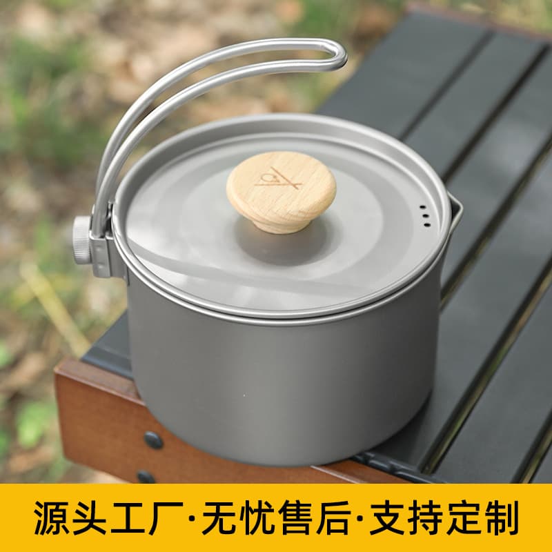 Outdoor Titanium Pot, Pure Titanium Cookware, Camping Pot Set, Portable Single Pot, Outdoor Cooking Utensils, Stainless Steel Instant Noodle Soup Pot