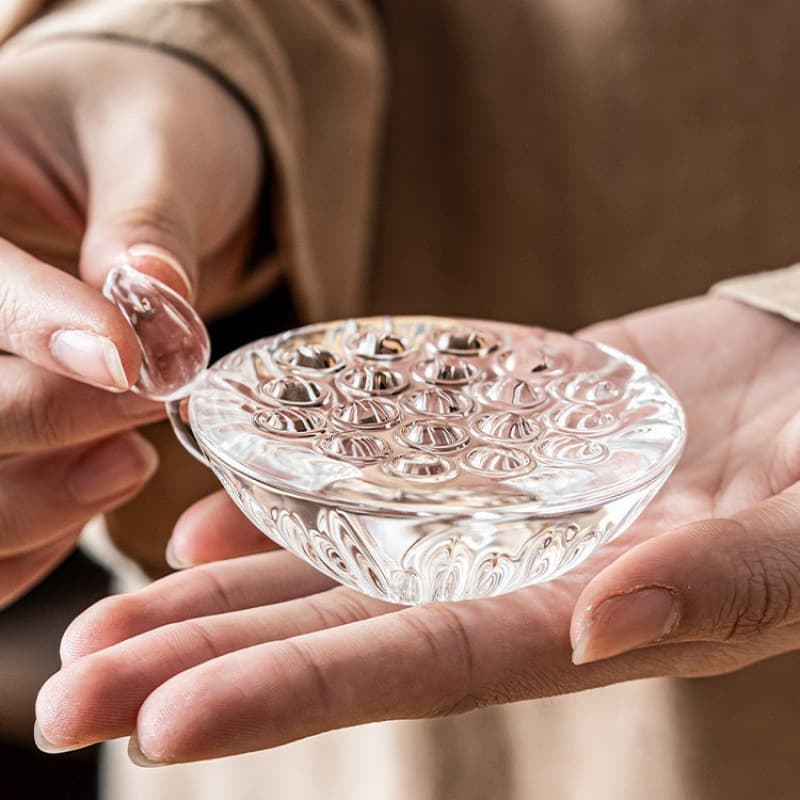 Crystal lotus tea lid holder household teapot lid bowl storage rack tea table small ornaments tea ceremony tea play spacer shelf