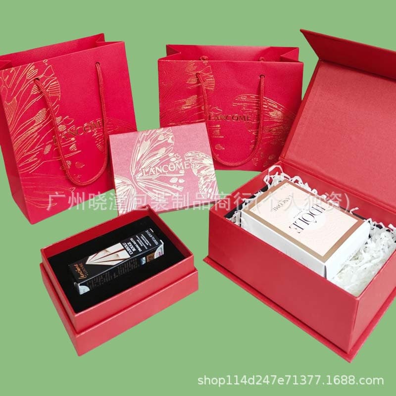 Lan Jia Lipstick Perfume Gift Box Red Butterfly Gift Red Packaging Paper Box Handbag Shopping Carry Bag