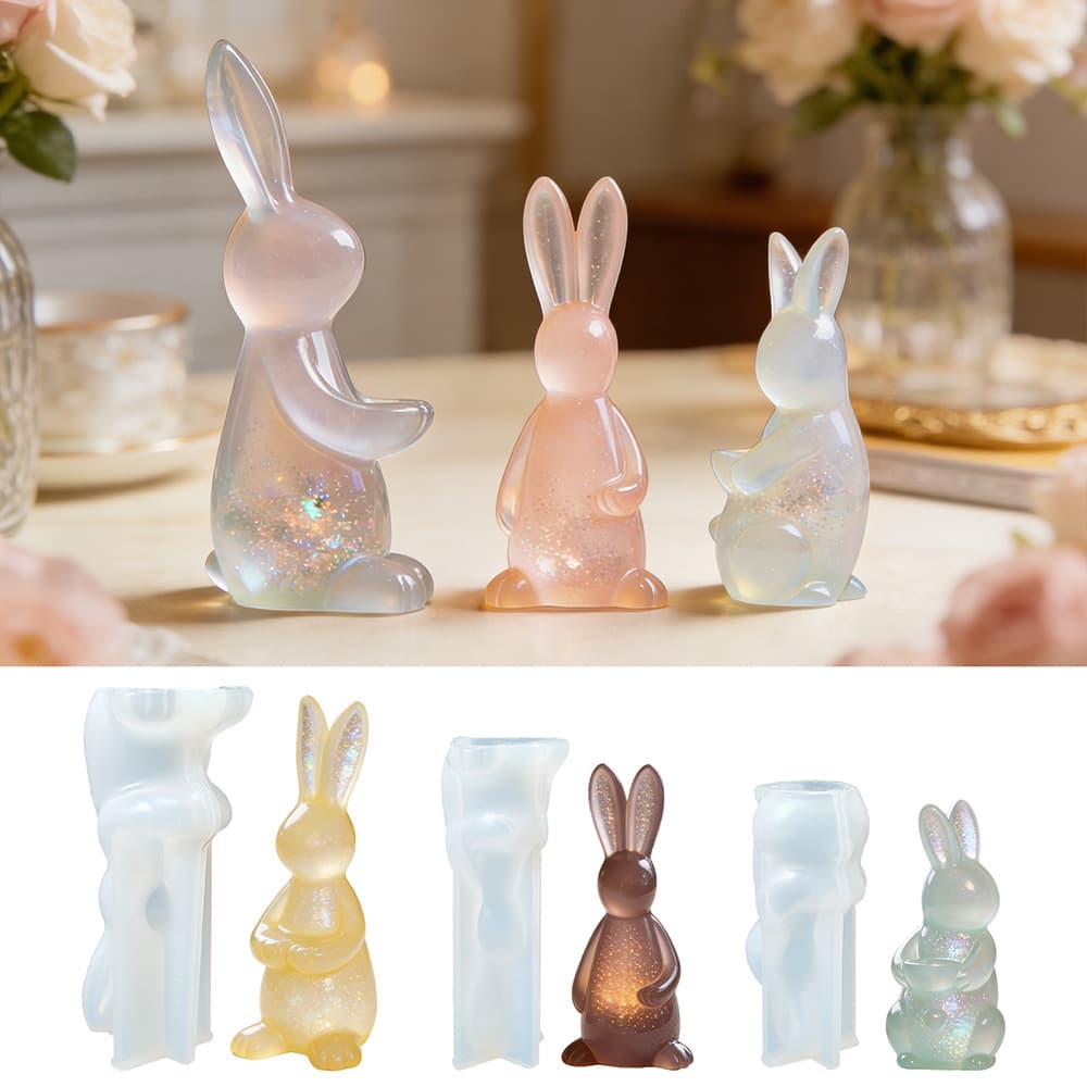 Cartoon bunny aromatherapy wax ornament candle plaster mold diy easter bunny decoration silicone mold