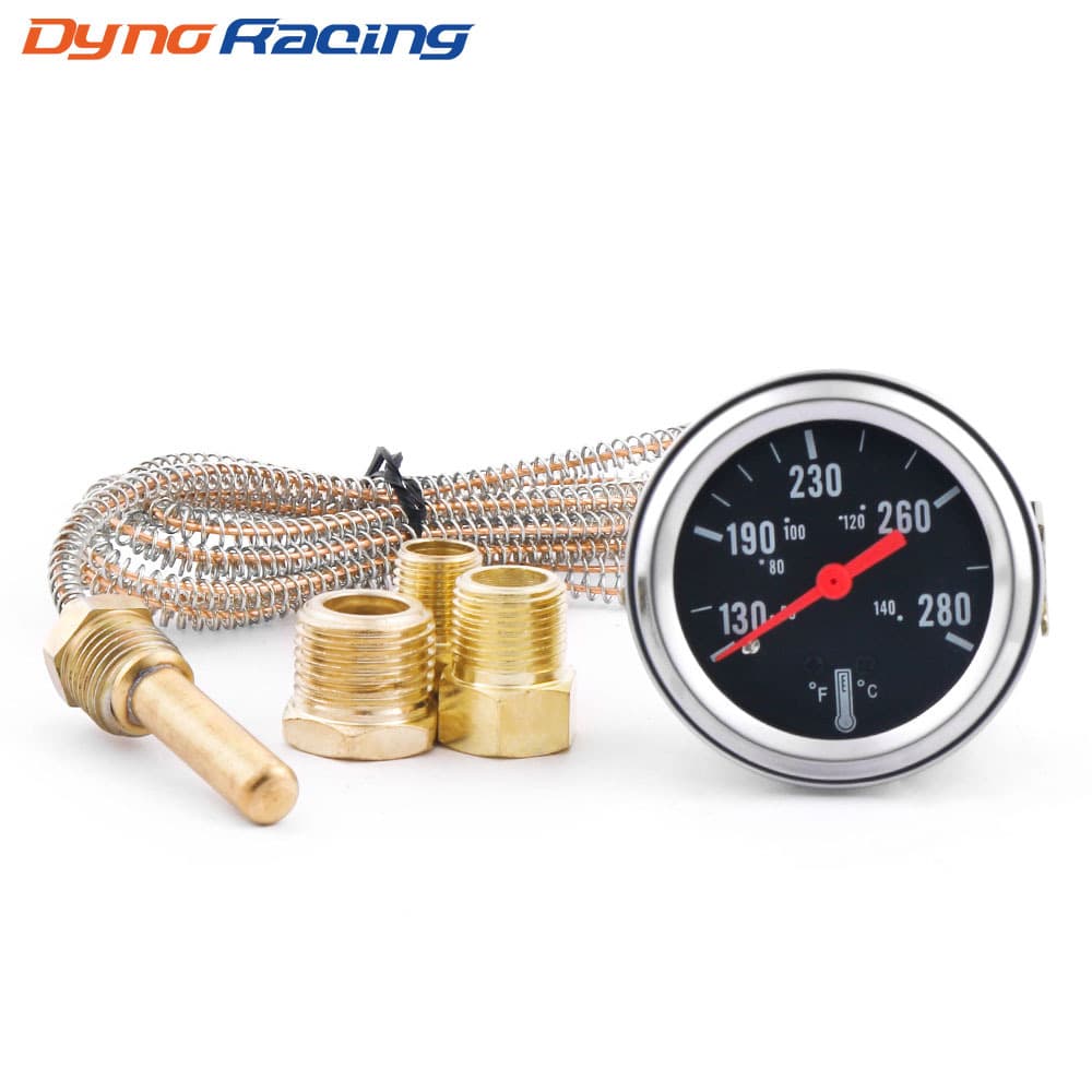 Automotive Custom Mechanical Water Temperature Gauge Dual Display 50-140°C/130-280°F with 3 Adapters