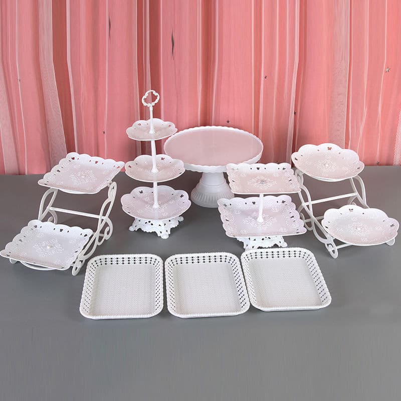 Dessert Display Stand Disposable Fruit Tray European Style Three-Tier Birthday Decoration Living Room Table Cake Stand