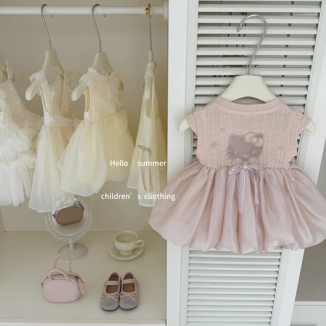 Sweet KT! New 2026 Girls Korean-style KT Fancy Puffy Dress Birthday Dress Baby Girl Cute Dress