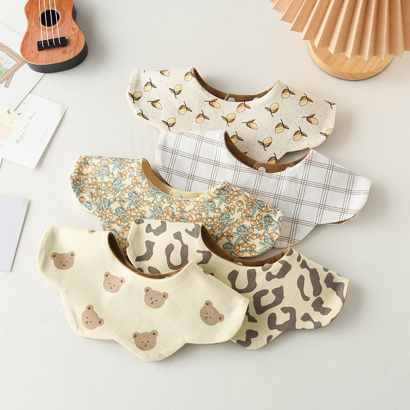 K**y Style Reversible Baby Petal Drool Bibs, Newborn Feeding Bibs, Absorbent Drool Catchers