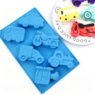 Silicone 6-Cavity Car Truck Cake Mold DIY Bread Baking Mold Handmade Soap Creative Train Gypsum Mold