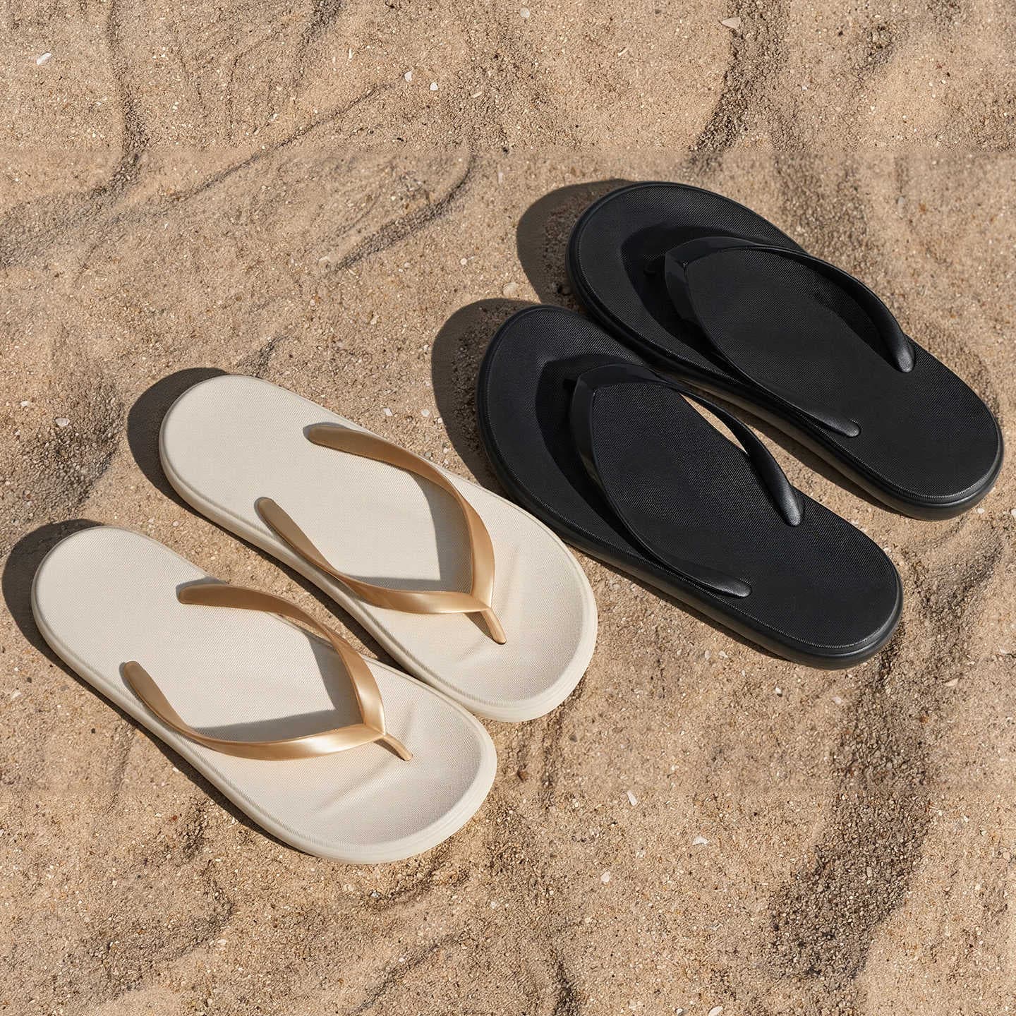 Lidani Women's Flip Flops Summer Outdoor Black Toe Separator Non-Slip Beach Sandals Slide Slippers