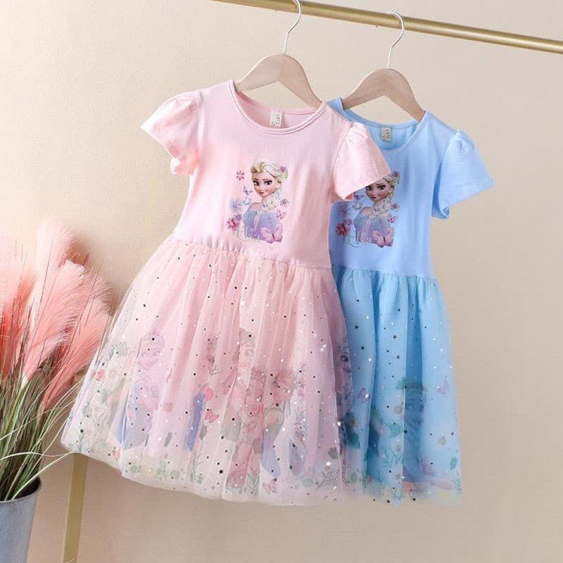 Girls' Dress Summer 2026 New Style Little Girl Baby Dress Mesh Elsa Princess Dress