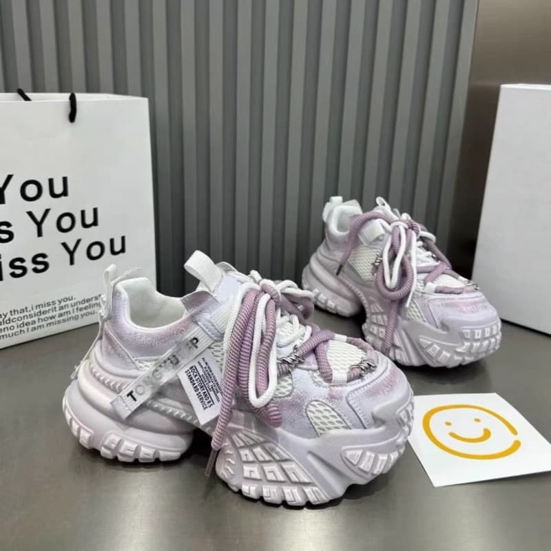 Torre Shoes Women's Ins Super Fire Thick Bottom Platform Loaf Strap Heavy Industry Rivet White Shoes Casual Shoes Sneaker 6cm Women's Shoes