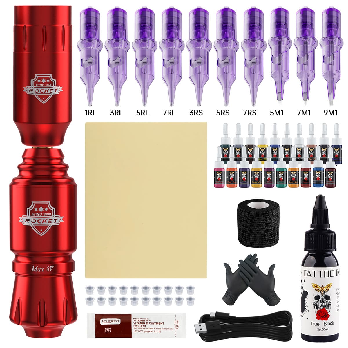 rocket rocket tattoo short pen set wireless tattoo machine small purple needle secant fog tattoo beginner set