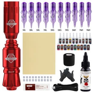 Rocket Tattoo Short Pen Set Wireless Tattoo Machine Small Purple Needle Lining Shading Tattoo Beginner Set