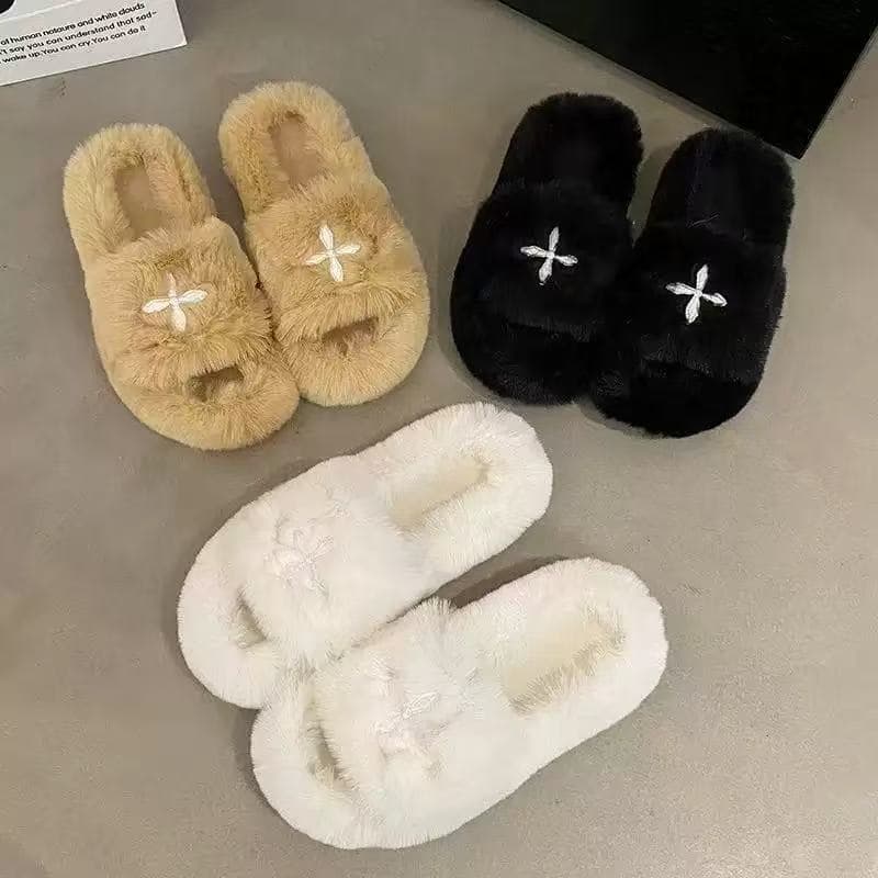 Women's Fuzzy Slippers, Outdoor, New Style, Internet Celebrity Bestseller, Autumn/Winter High-End, Plush Slippers, Height-Increasing, Outdoor Cotton Slippers