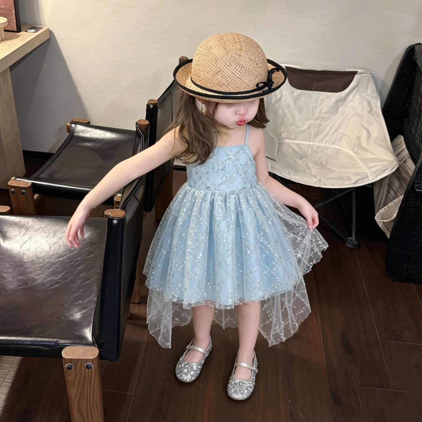 Girls Princess Dress 2026 New Baby Ice Princess Gown Strapless Dress Girls Dress Puffy Tulle Skirt
