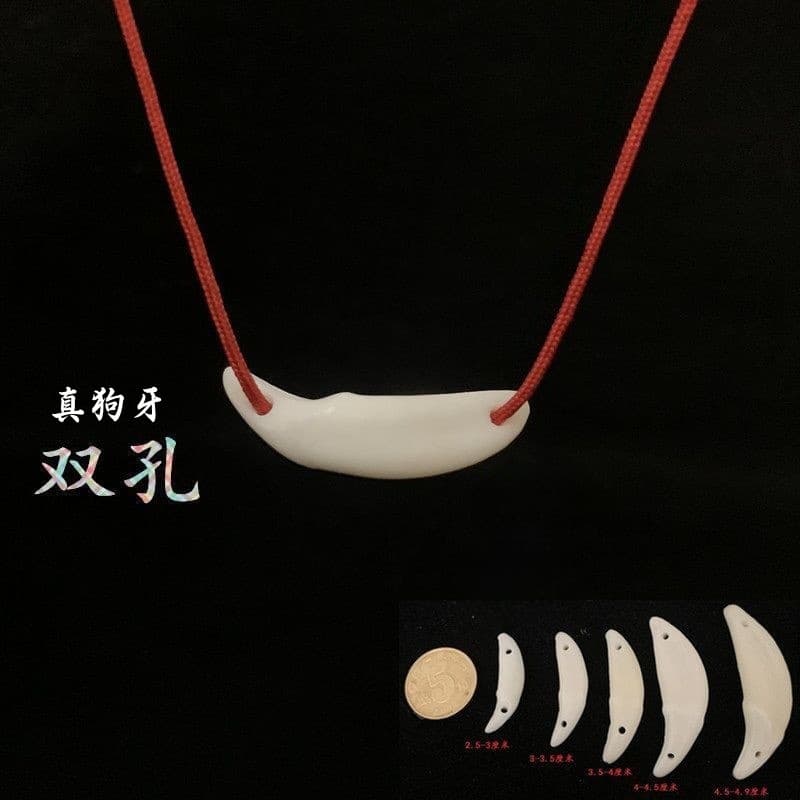 Authentic Dog Tooth Trendy Personality Wolf Fang Shaped Baby Pendant Necklace for Men and Women Couples Birthday Gift Black Dog Tooth