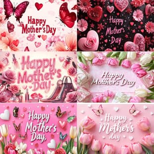 New Cross-border Mother's Day Flowers Butterfly Print Backdrop, Holiday Atmosphere Decoration Indoor Outdoor Background Banner