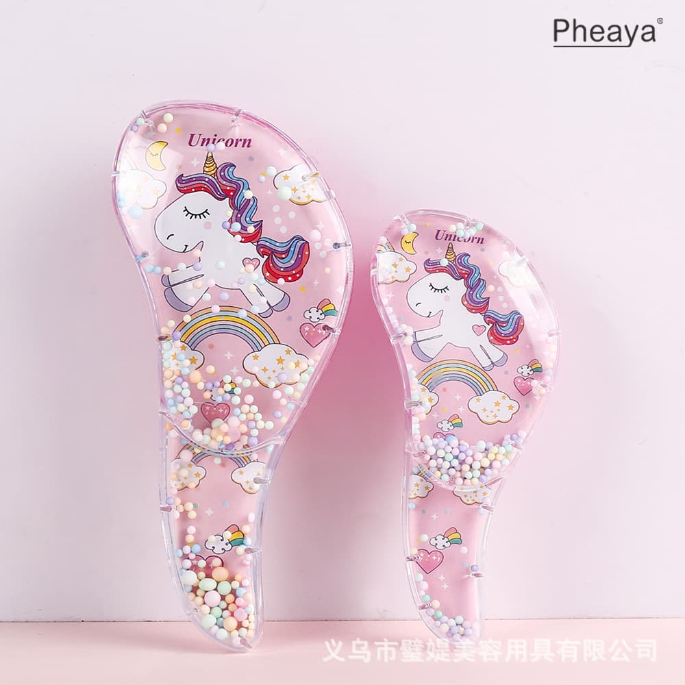 New Kids Cartoon Transparent Detangling Comb Anti-Tangle Massage Cute Plastic Hairbrush Soft Teeth Comb
