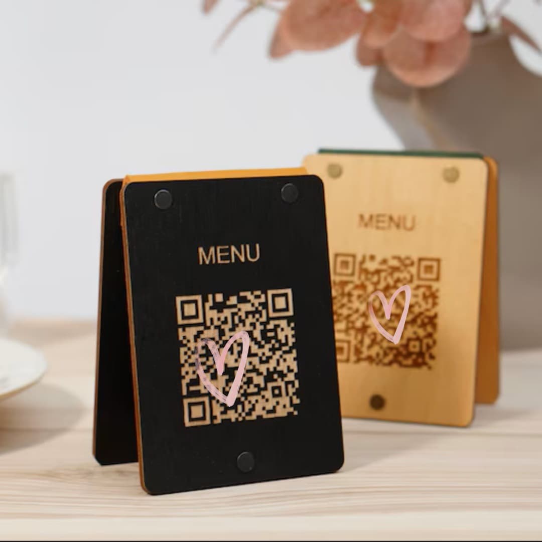 Personalized Custom Wooden QR Code Ordering Plates, Restaurant Menu Sign, Creative Gift for Couples and Friends
