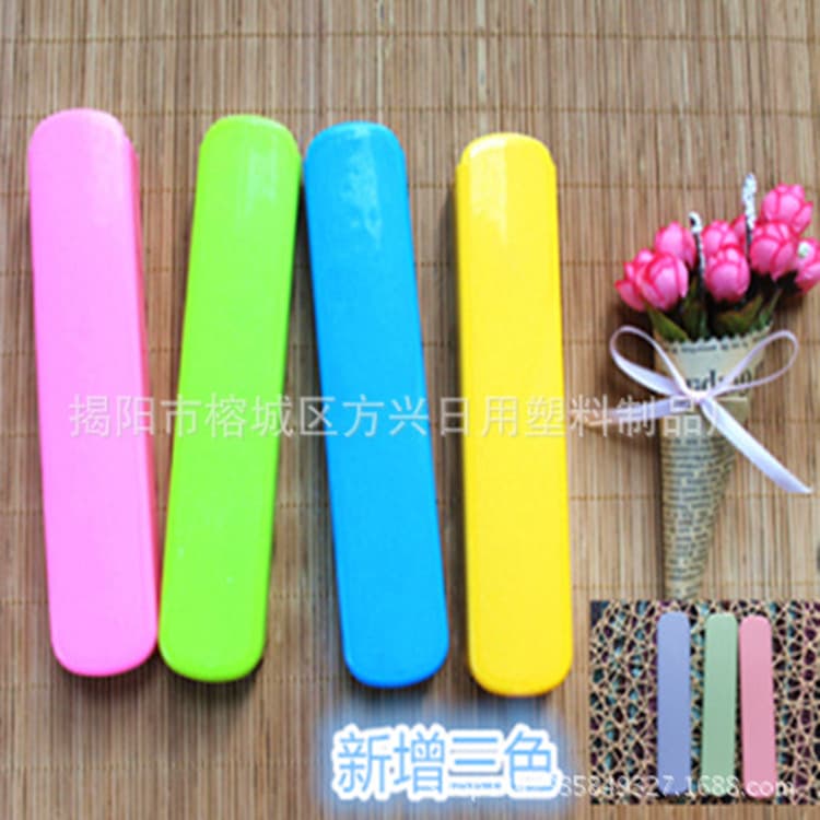 Portable Utensil Case Pull-Out Cutlery Box Plastic Chopsticks Container Cartoon Kids Chopsticks Packaging Box Empty Straw Holder