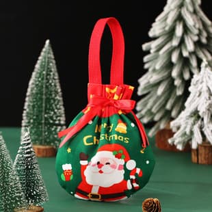 Christmas Gift Bag, Christmas Eve Gift Box, Candy Drawstring Pouch, Apple Lollipop, Christmas Tree