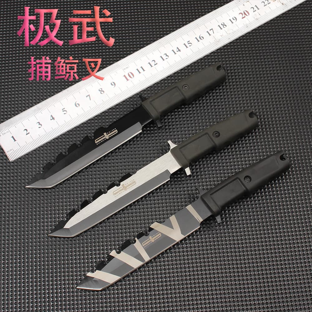 Cross-border bestseller ETREMA RATO Extreme Tactical Whaling Harpoon Fixed Blade Outdoor Camping Obstacle Clearing Hiking Survival Knife One-Piece