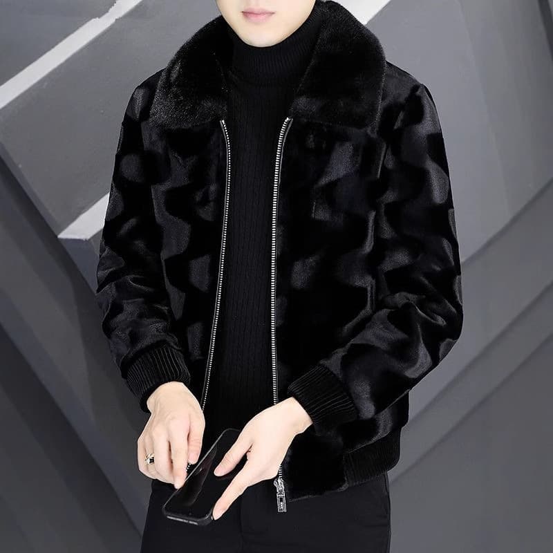 Gold Mink Velvet Haining Fur Men's Winter New Style Lapel Mink Coat Full Mink Thickened Mink Velvet Jacket Men's Outerwear