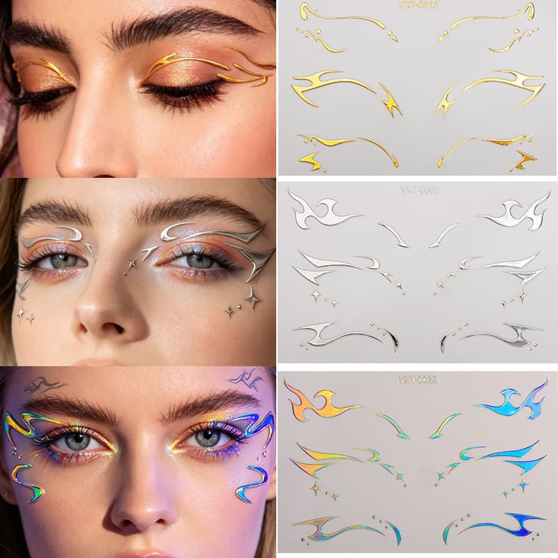 Cross-border Metal Eye Makeup Sticker Waterproof Face Stickers Temporary Makeup Patches