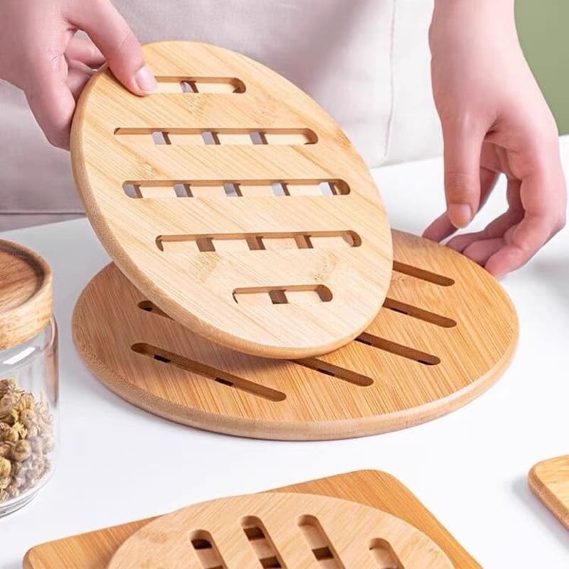 Casserole mat Phoebe wood insulation mat dining table mat kitchen plate bowl high temperature resistant anti-scalding heat insulation spelled bean table mat anti-slip
