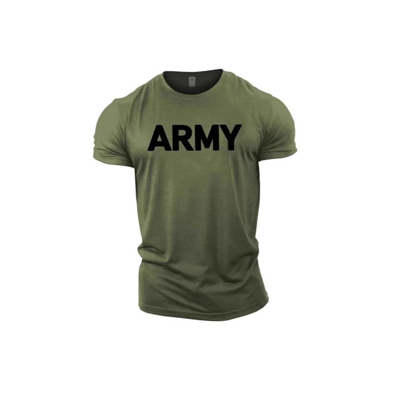 Summer Army Cross-Border T-Shirt Series Men's Crew Neck Short Sleeve Letter Pattern Fashionable All-Seasons Tees from China