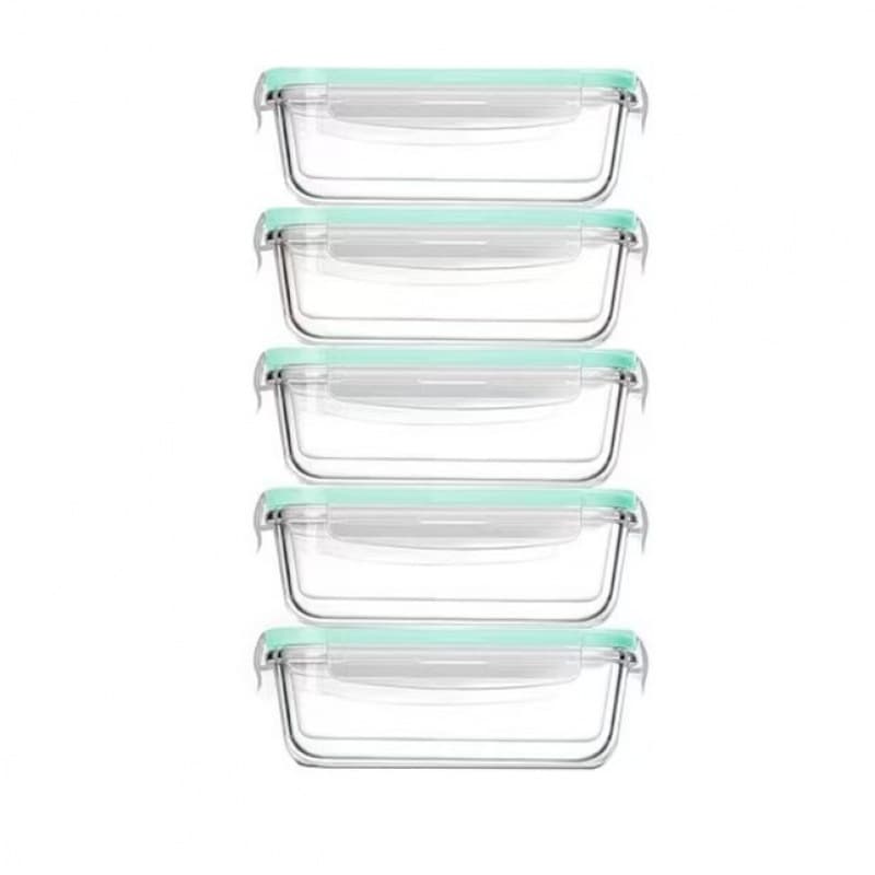 Cross-border 12-Piece Airtight Food Storage Container Set, Transparent Glass Meal Prep Boxes with Lids, Snap-Lock Sealed Refrigerator Organizer