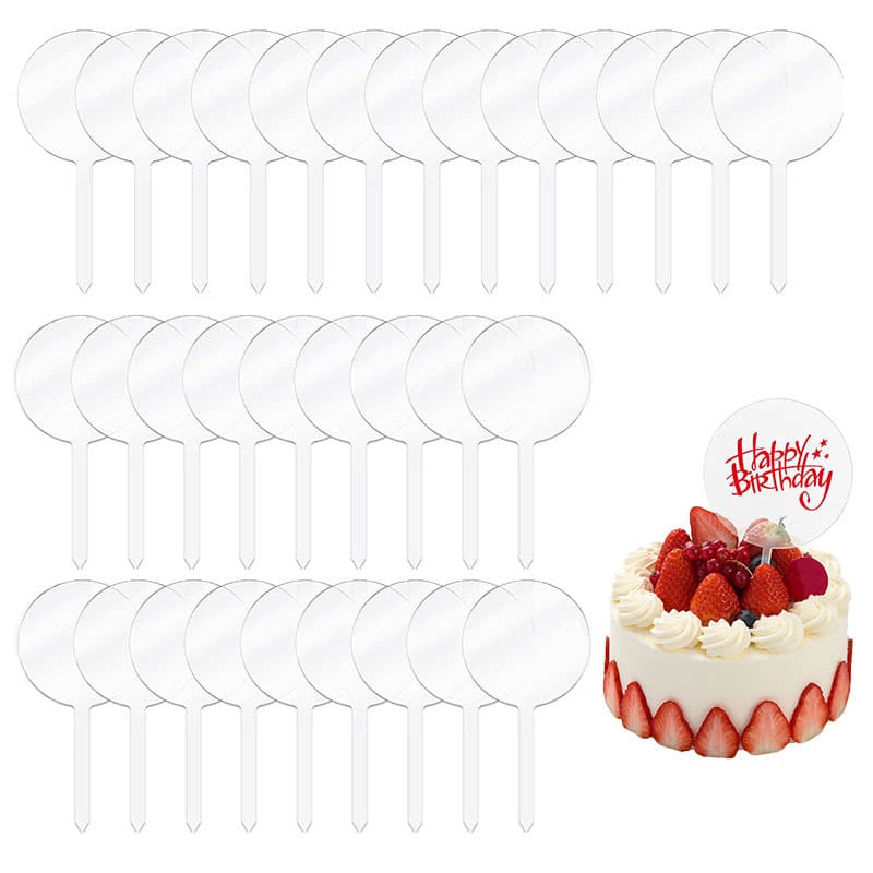 Blank Acrylic Cake Insert DIY Dessert Table Cupcake Sign Birthday Wedding Cake Decoration Ornaments