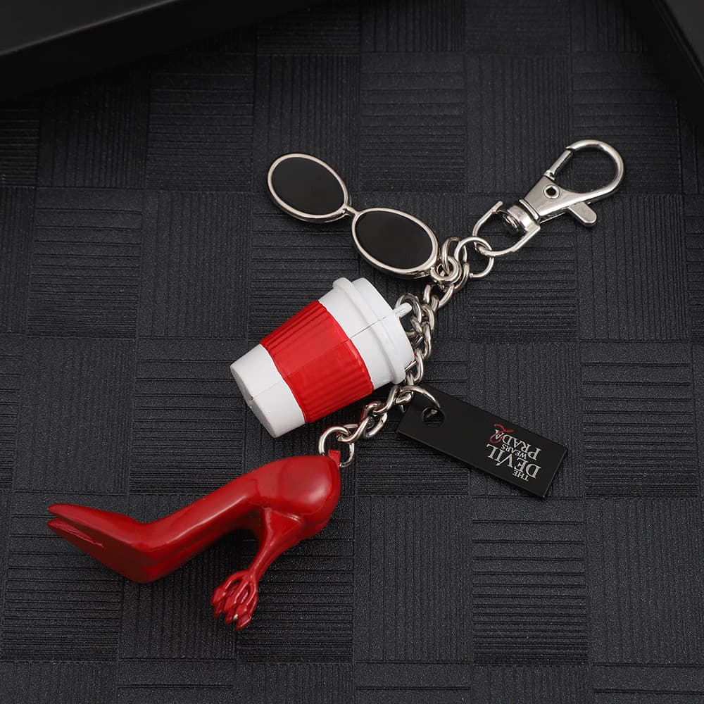 Fashion Commuter Keychain Accessory with Personality High Heel and Mini Coffee Cup Metal Key Charm