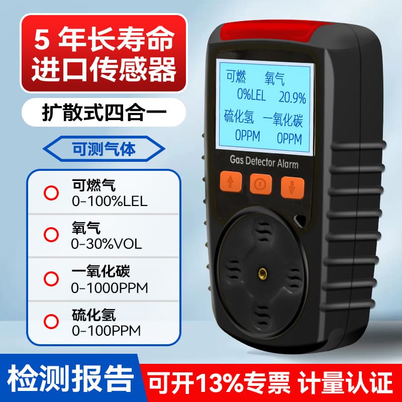 Zhong'an 4-in-1 Gas Detector Portable Toxic Gas CO2 Ozone Ammonia VOC Detector