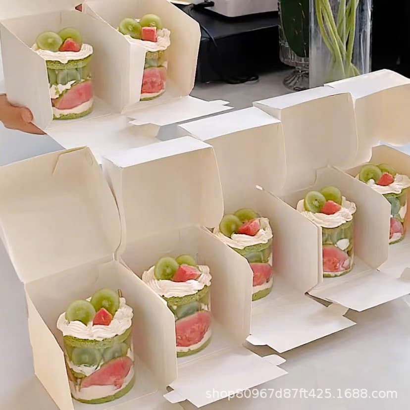 2-inch mini cake packaging box, cut mousse, French dessert baking packaging, square packaging box