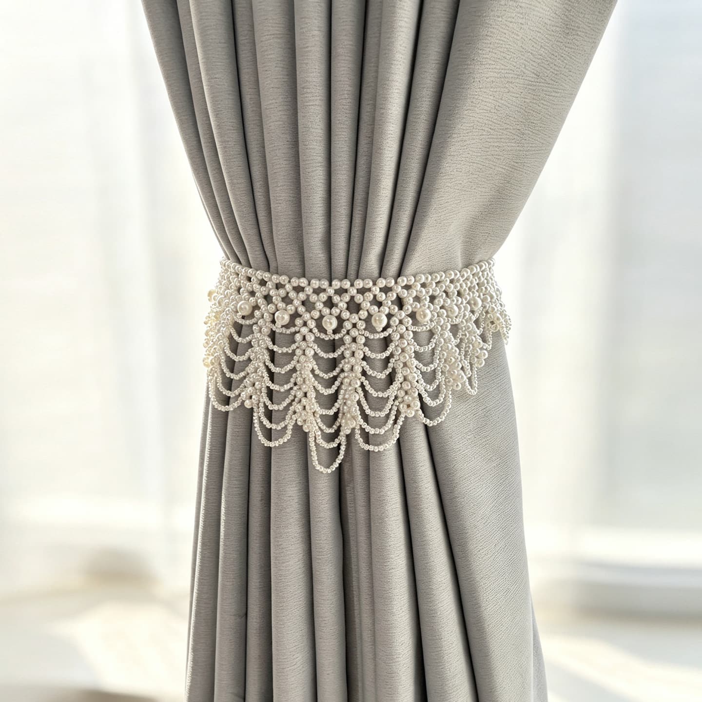 New High-End Handmade Curtain Tieback Niche Woven Imitation Pearl Tie Cord Accessory Pearl DIY Decorative Pendant