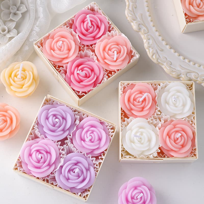 Cross-border Valentine's Day Rose Scented Candle Romantic Gift DIY Souvenir Flower Shaped Candle