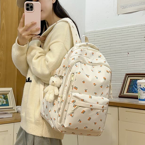 Japanese INS Style Mori Girl Floral Backpack Preppy Style School Bag for Teen Girls College Student Travel Backpack Women