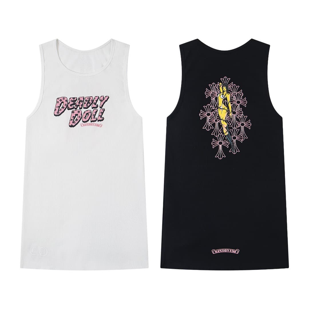 25 Summer New American Street Style Sexy Girl Pink Sanskrit Letter Cartoon Print Vest Bodycon Skirt