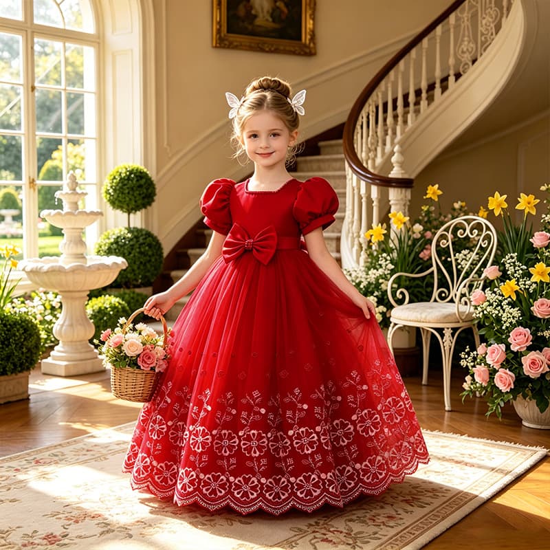 European and American cross-border girls new flower girl princess dress puffy dress wedding dress birthday party dress