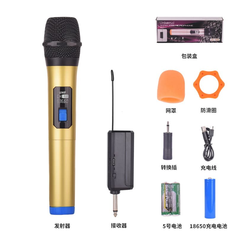 LT-038 Wireless Microphone with Charging Case, Live Streaming Sound Card, One-to-One Dynamic Mic with Monitoring for KTV Singing