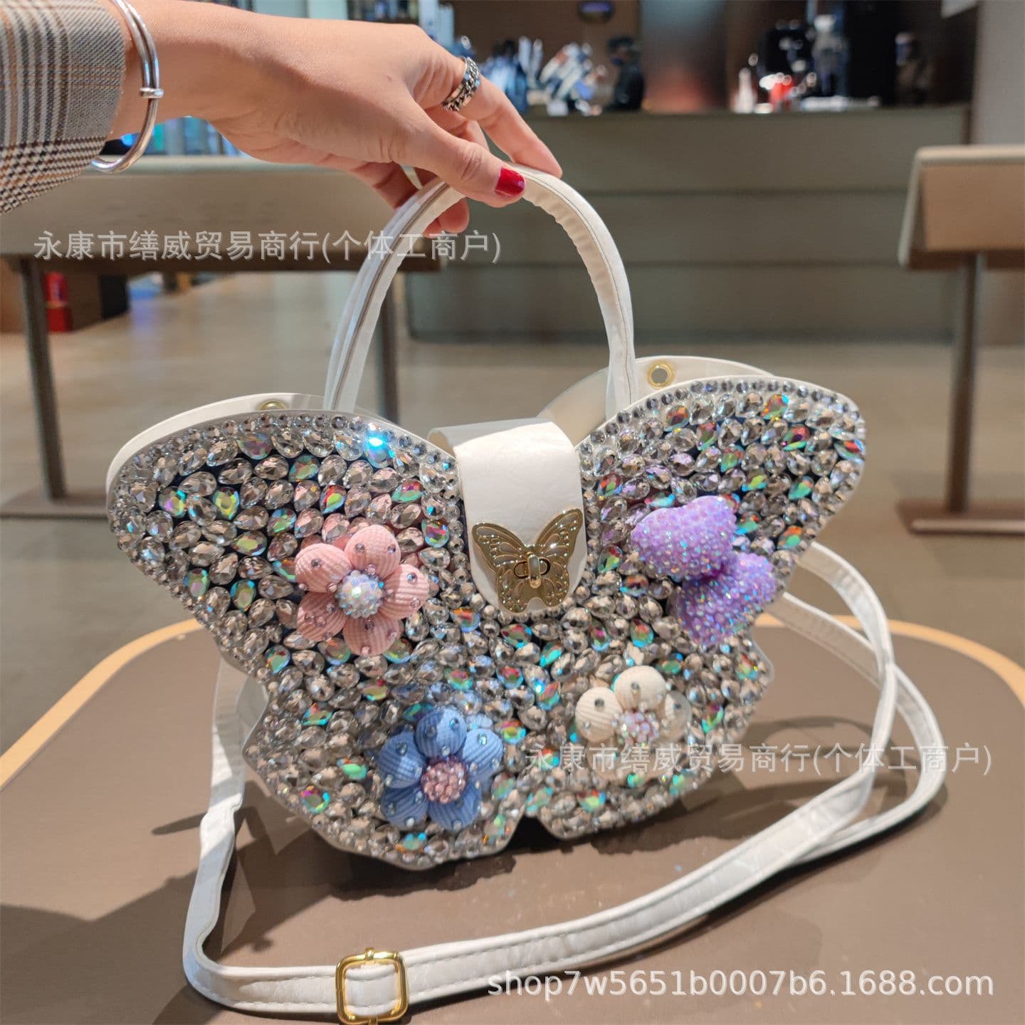 Shiny Hot Girl Chain Crossbody Acrylic Bag Women's Mini Diamond-encrusted Powder Bag for Street High-end Small Bag