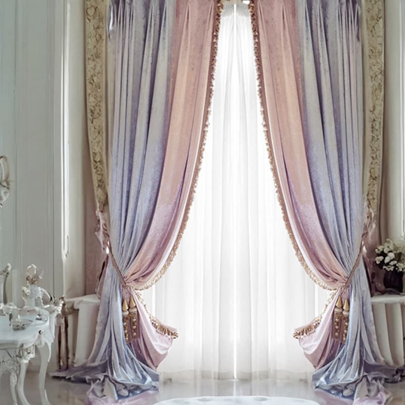 French light luxury curtains bedroom fully blackout villa living room high-end luxury American high-end velvet European pink