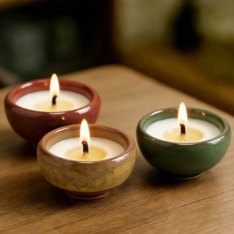 Ambiance Candle Aromatherapy Holder Soy Wax Candle Cup Ice Crack Ceramic Cup Soy Wax Festival Indoor Aromatherapy
